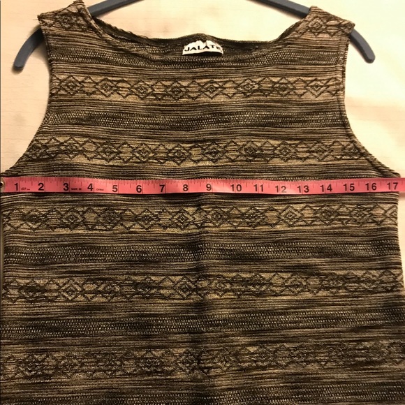 EUC - Vintage Jalate Sleeveless Dress - Brown/ Black with Gold Thread - Picture 5 of 9